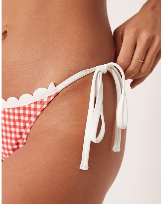 Peek & Beau Red Gingham Print Tieside Bikini Bottom