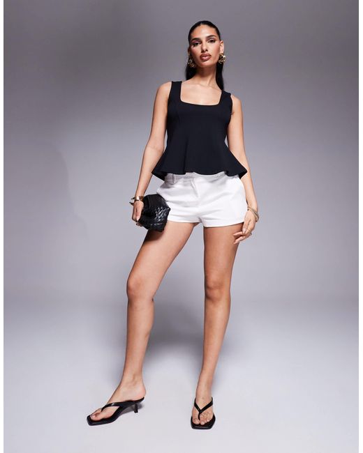 ASOS Blue Premium Ponte Cinched Waist Corset Top
