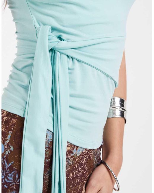 Motel Blue Merlene Off The Shoulder Cupro Top