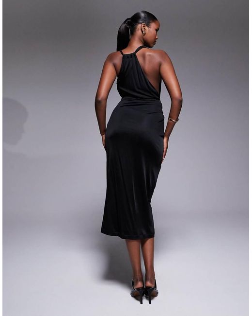 JLUXLABEL Black Anniversary Belted Wrap Midaxi Dress