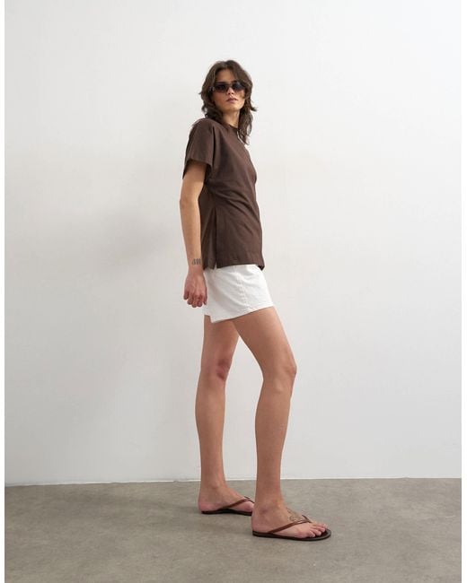 TOPSHOP Brown Slit Side Tee