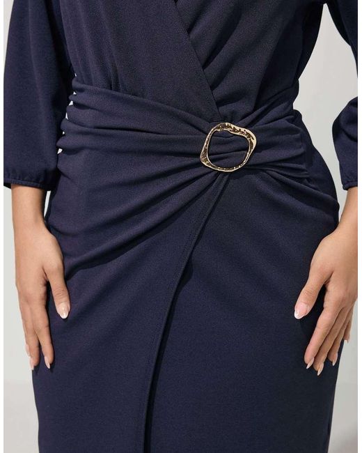 Yours Clothing Blue Buckle Wrap Midi Dress