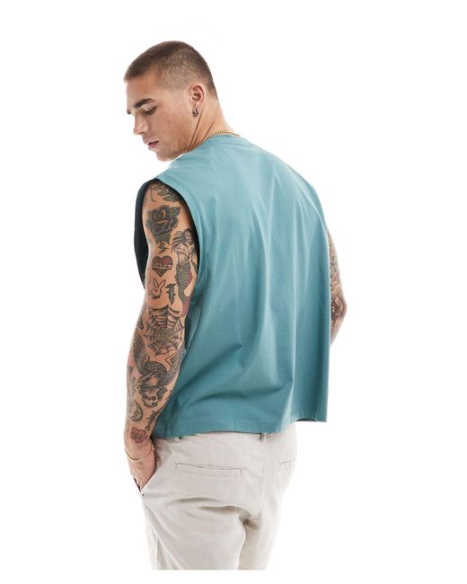 ASOS Blue Oversized Tank Vest for men