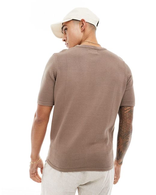 ASOS Gray Midweight Knitted Cotton T-shirt for men
