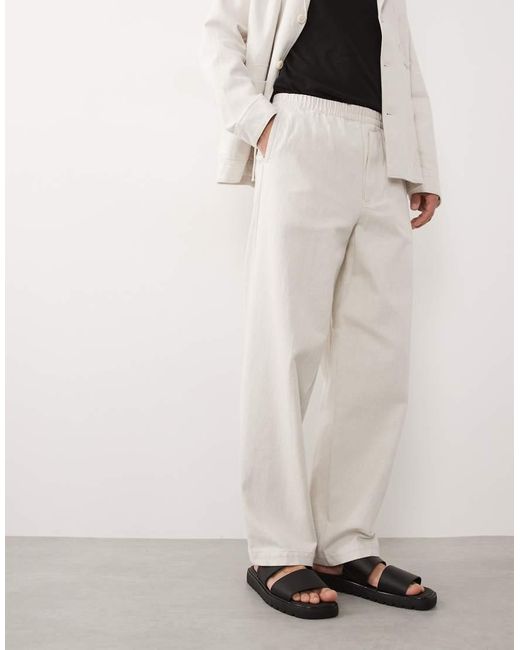 ARKET Natural Pure Cotton Wide Leg Elasticated Waist Trouser for men