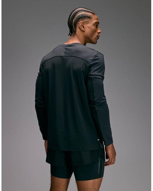 4505 Gray Premium Quick Dry Long Sleeve Running T-shirt With Bonded Seams And Mesh Panel for men