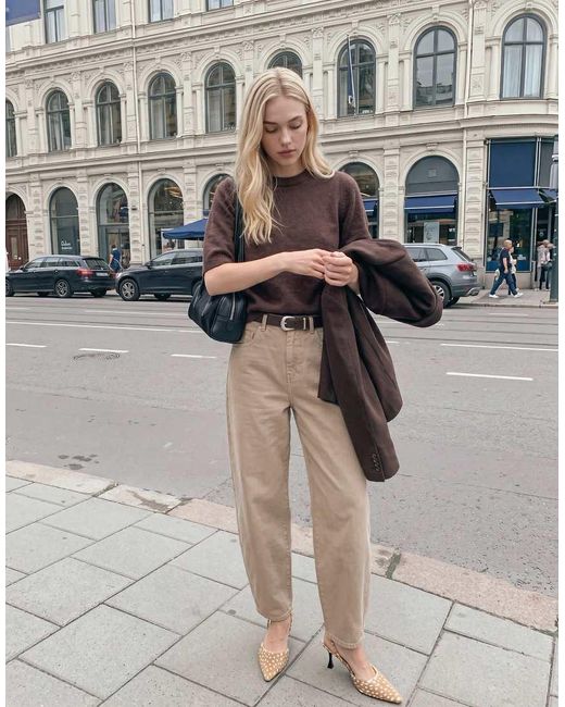 Vero Moda Brown Boxy Fit Soft Knitted Short Sleeve Top
