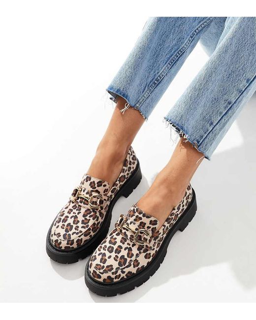 London Rebel Blue London Rebel Perdy Wide Fit Metal Trim Chunky Loafers