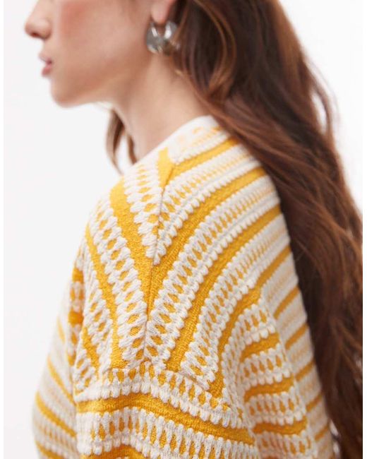Camiseta A Rayas Naranjas Extragrande De Tejido Texturizado De (Parte De Un Conjunto) TOPSHOP de color Metallic