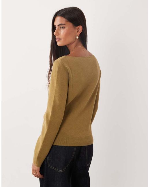 Mango Green Boat Neck Jumper