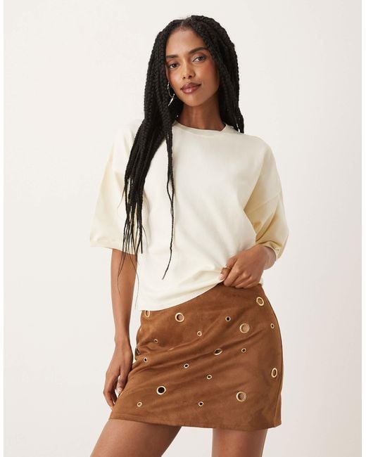 ASOS Brown Ruched Side Knitted T-shirt