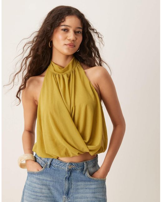 Top dos nu drapé - olive ASOS en coloris Green