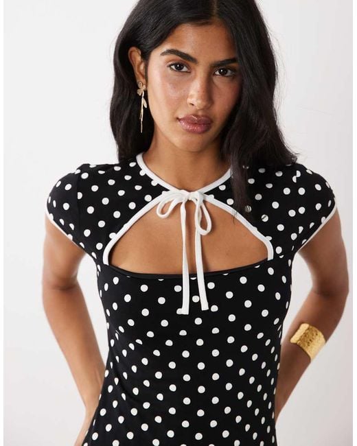Miss Selfridge Black Keyhole Dress With Contrast Binding
