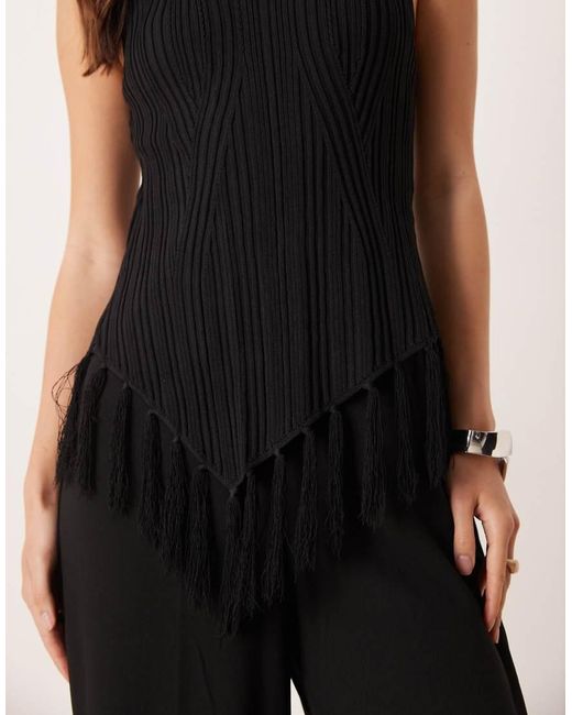 Mango Black Sleeveless Textured Jumpsuit