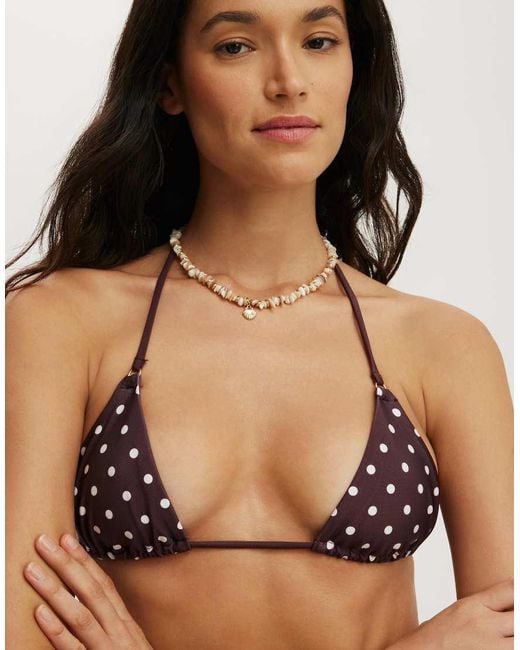 Cotton On Brown Micro String Triangle Bikini Top