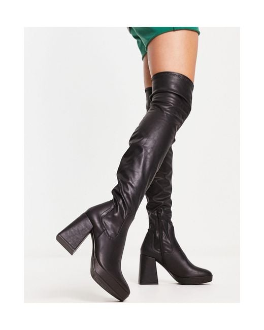 pull&bear platform heel knee boots