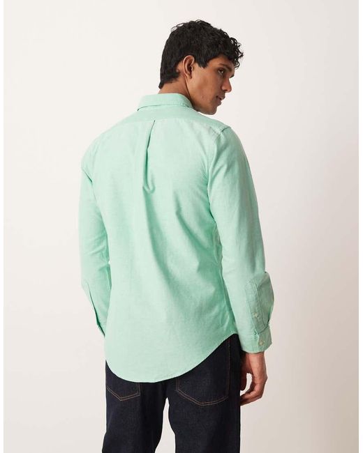 Polo Ralph Lauren Green Icon Logo Cotton Oxford Long Sleeve Shirt for men