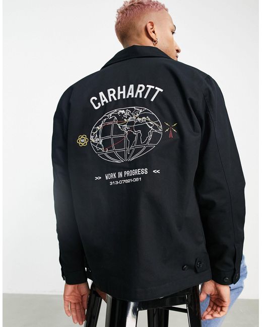 Carhartt WIP Black Cartograph Embroidered Jacket for men