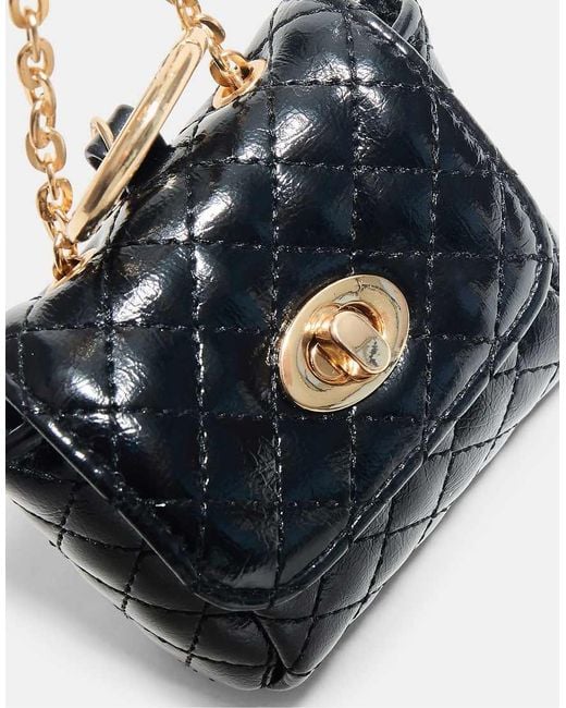 Stradivarius Blue Quilted Charm Mini Bag