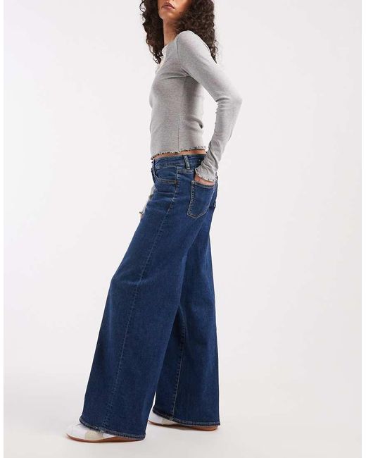 Mango Blue Teen Wide Leg Jeans
