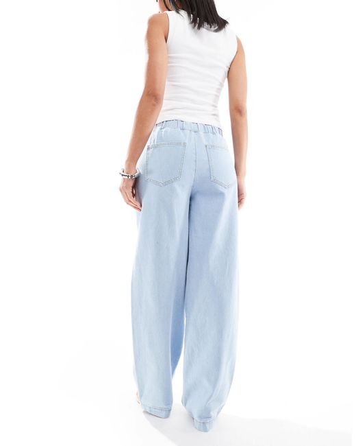Miss Selfridge Blue Pull On Elastic Waist Straight Leg Jeans