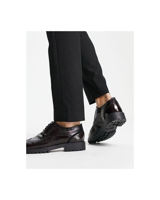 Original Penguin Chunky Lace up Brogues in Black for Men Lyst
