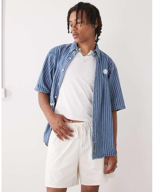 Reclaimed Vintage White baggy Fit Shorter Length Pull On Chino Short for men