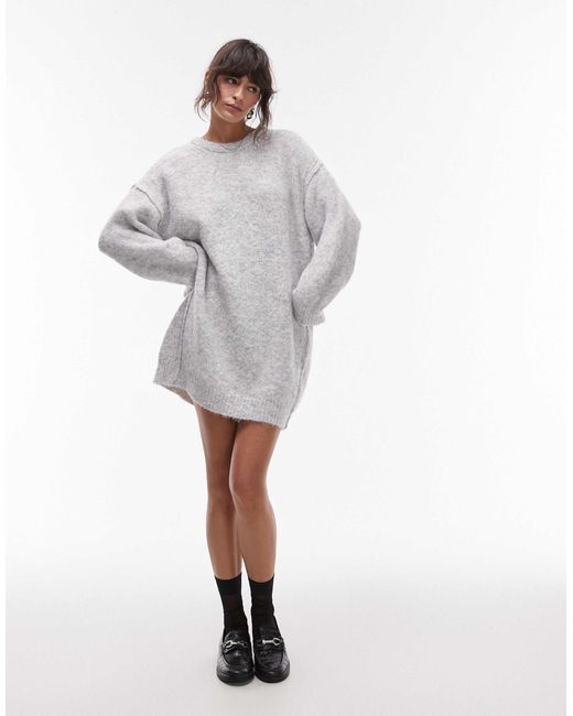 Topshop Knitted Dress Topshop Asos Grey Jumper Dress Knitted Midi Asos Grey Midi  Dress