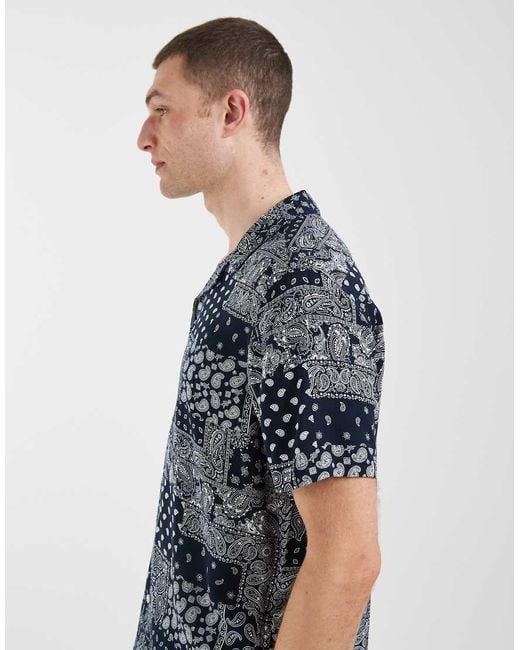 Blend Blue Regular Fit Bandana Print Shirt for men