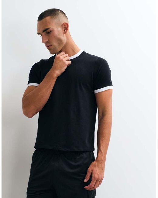 4505 Blue Shrunken Muscle Fit Cotton Baby Ringer Tee With Quick Dry Finish for men