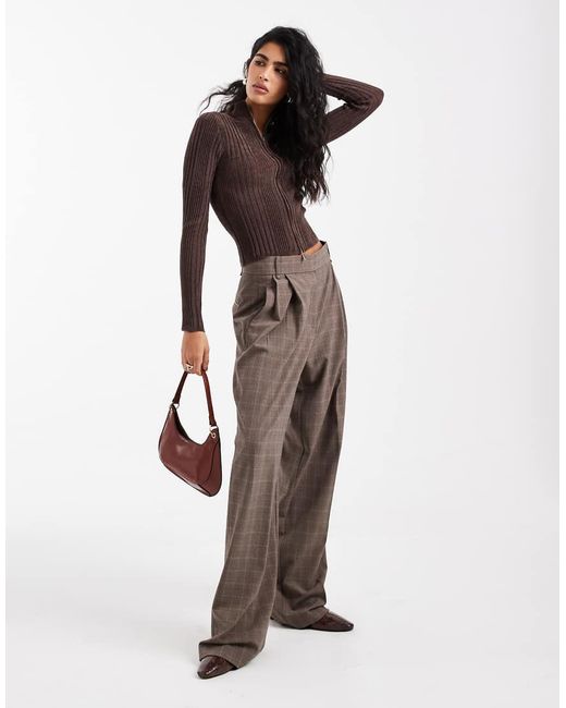 Cotton On Brown Verigated Rib Zip Through