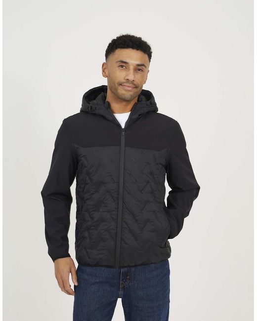 Brave Soul Blue Quilted Hooded Zip-Up Jacket for men