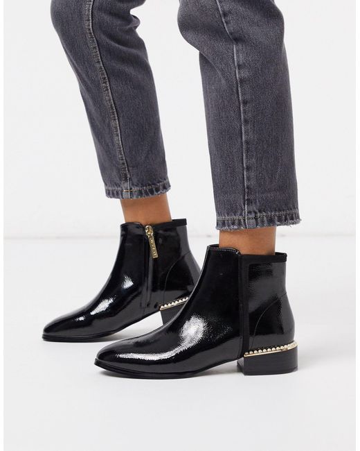 river island black patent ankle boots