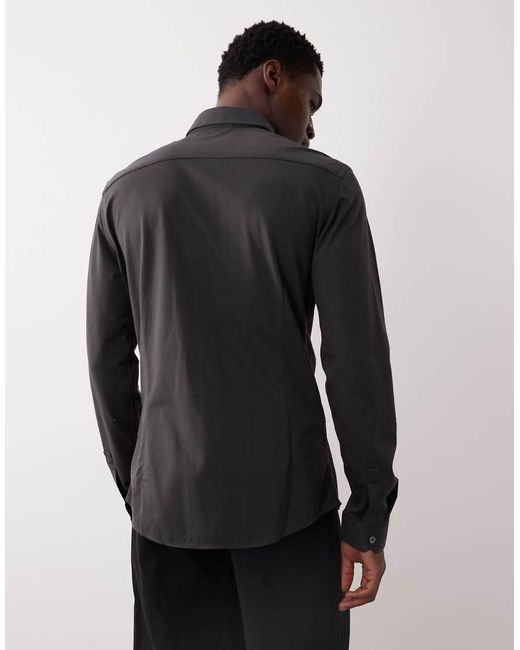 Mango Black Slim Fit Crease Resistant Cotton Mix Shirt for men