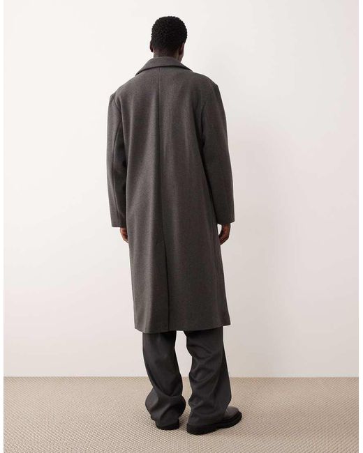 ASOS Black Wool Look Longline Coat for men