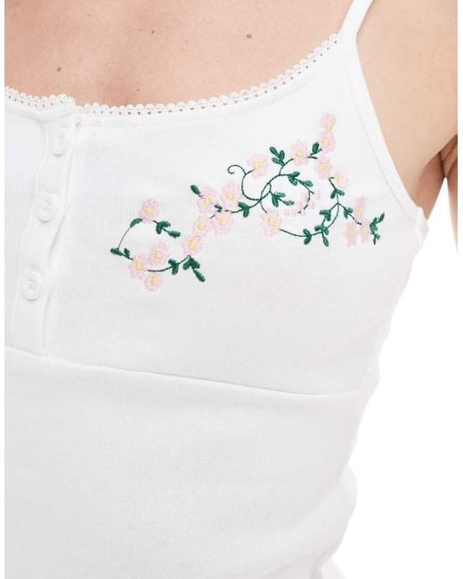 Miss Selfridge Geborduurde Camitop in het White