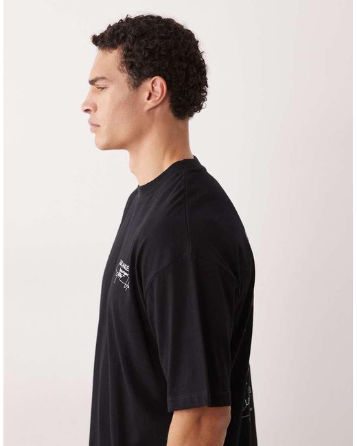 ASOS Black Oversized T-shirt With Floral Print for men