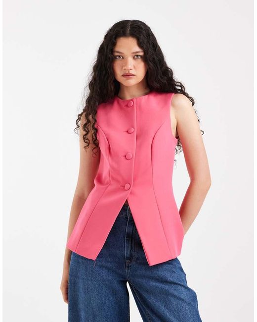 River Island Red Button Detail Waistcoat