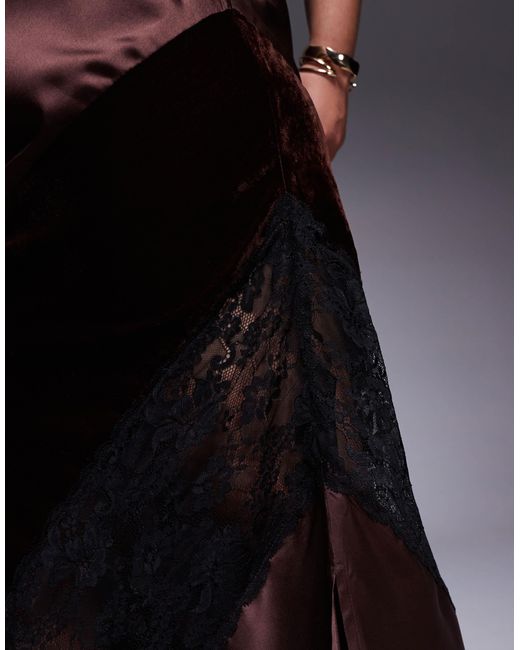 ASOS Asos Design Curve Velvet And Lace Mix Satin Maxi Skirt in Black | Lyst