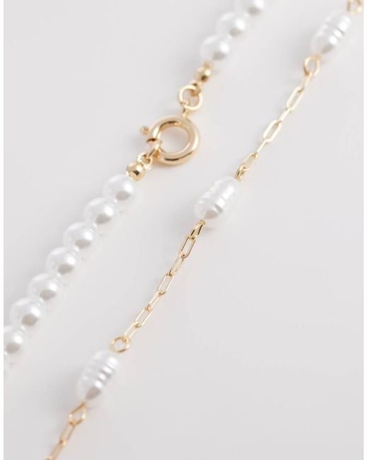 ASOS Set Van Twee Armbanden Met Imitatieparels in het Natural