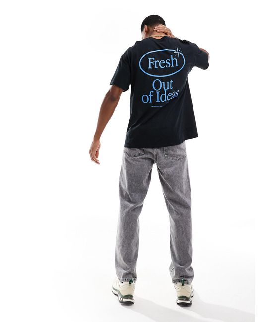 T-shirt oversize con stampa di scritta sul retro nera di ASOS in Blue da Uomo