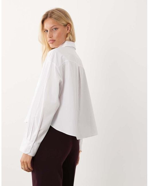 Mango White Cropped Shirt