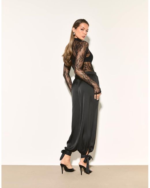 Noughts & Kisses Natural Satin Balloon Leg Tie Detail Trouser