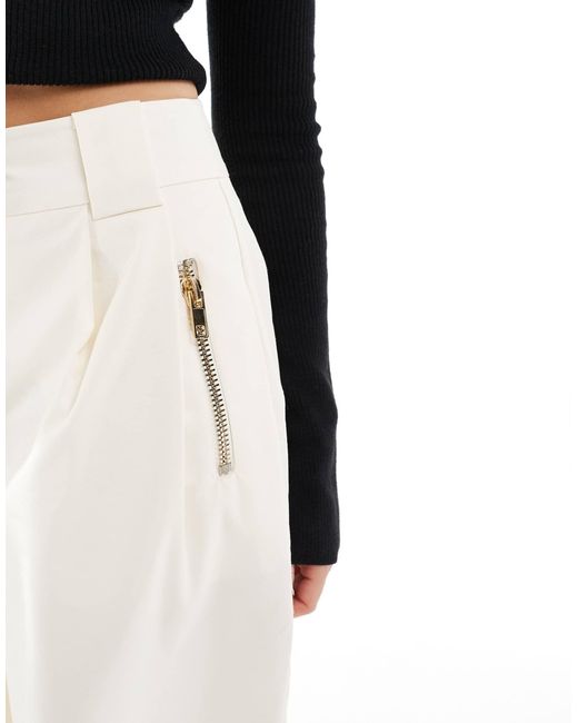 ASOS White Arch Leg Zip Detail Trousers
