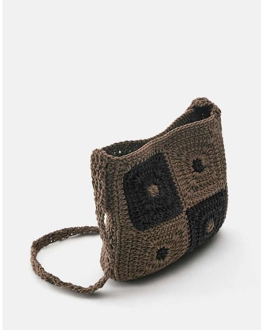 Pull&Bear Black Crochet Crossbody Bag for men