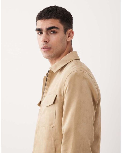 Mango White Faux Suede Zip Through Jacket for men