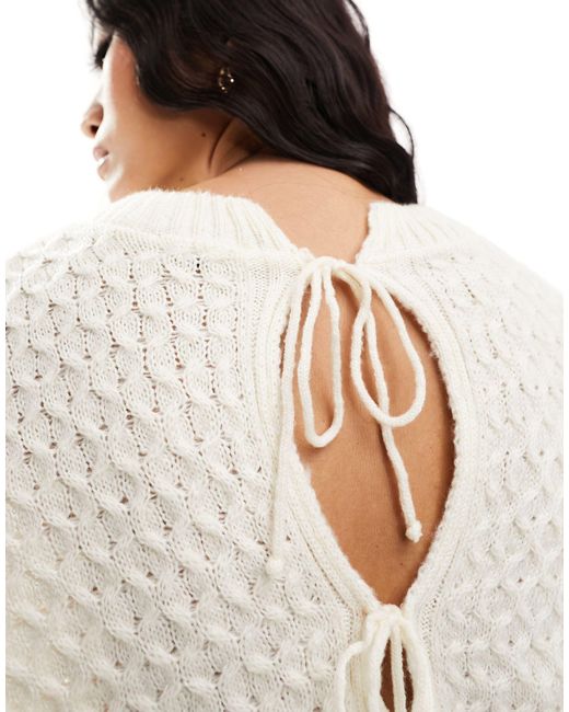Miss Selfridge Cable Knit Strappy Back Jumper-white