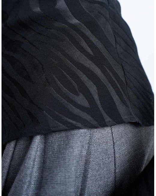 TOPSHOP Black Jacquard Zebra Slash Neck Long Sleeve