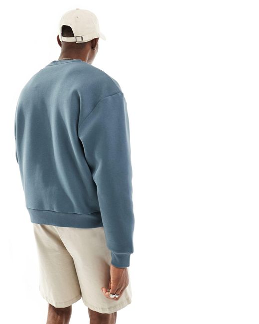 ASOS Blue Boxy Cropped Sweatshirt for men