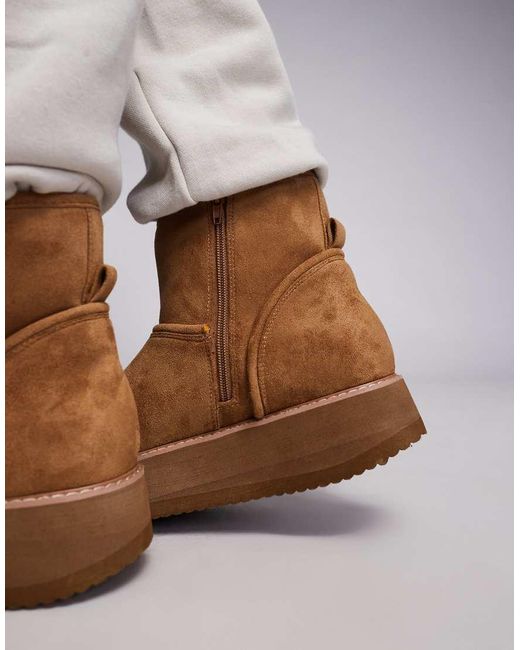 ASOS Laarzen Van Imitatiesuède Zonder Sluiting En Met Dikke Zool in het Brown voor heren